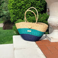 Le Panier Shoulder Tote Bag - Natural and Blue gradient