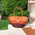Le Panier Shoulder Tote Bag - Brown Gradient Stripes