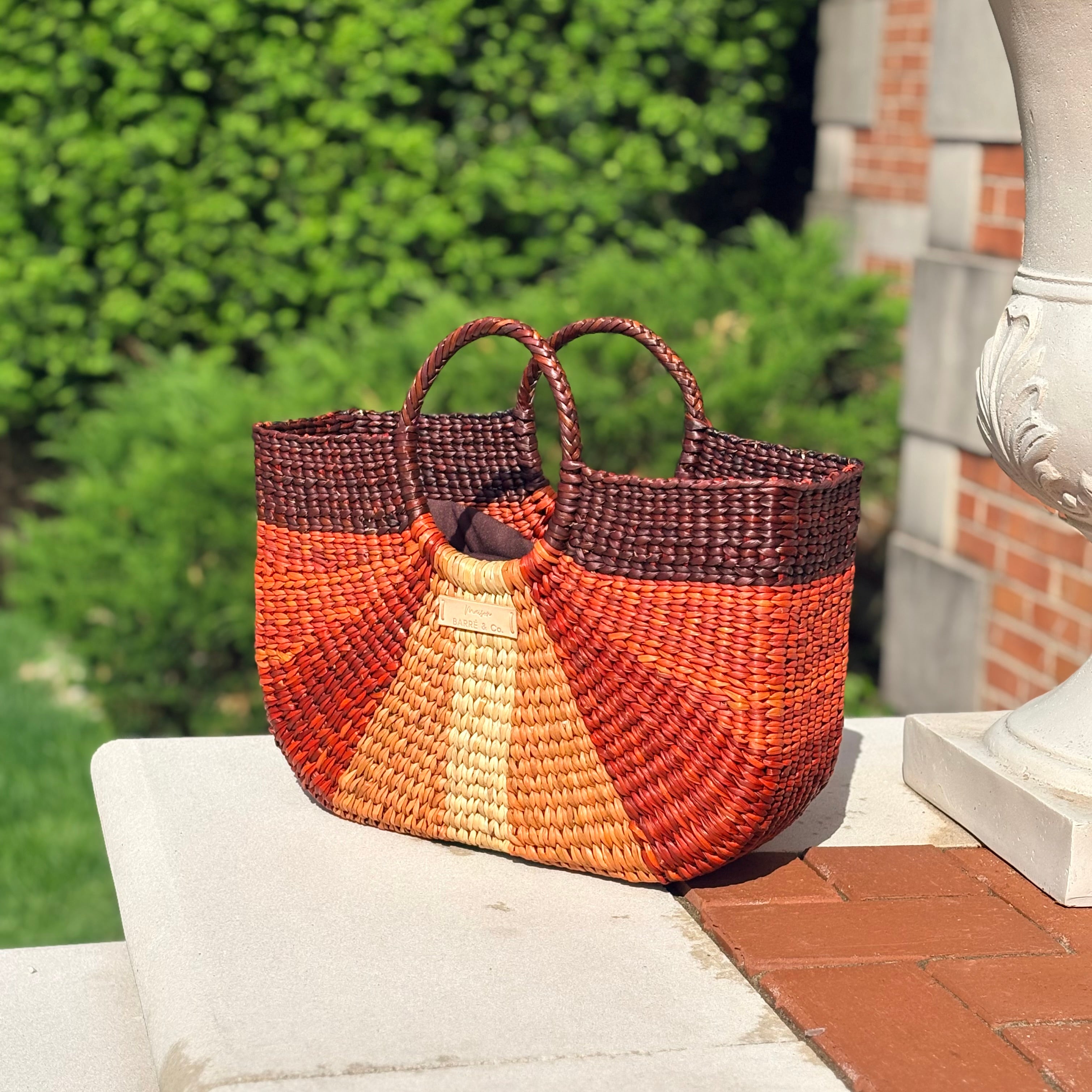 The Cordelia Top Handle Bag - Striped Brown Gradient