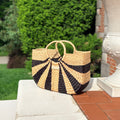 The Cordelia Top Handle Bag - Striped Natural & Black