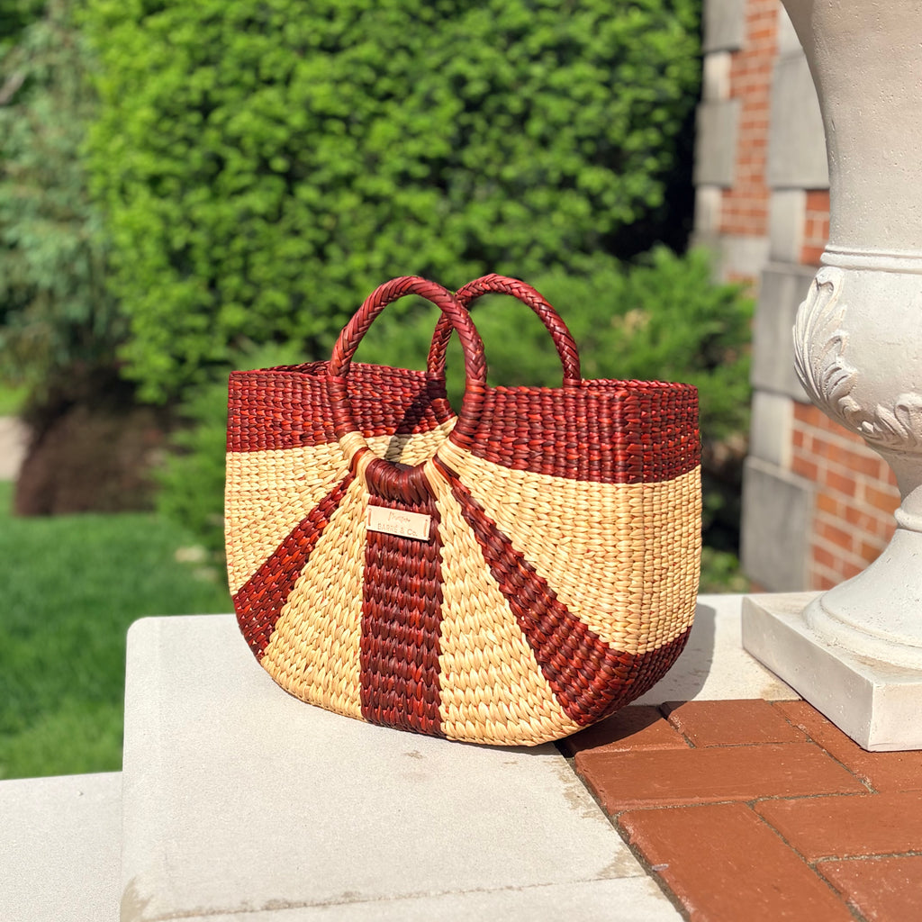 The Cordelia Top Handle Bag - Striped Brown & Natural