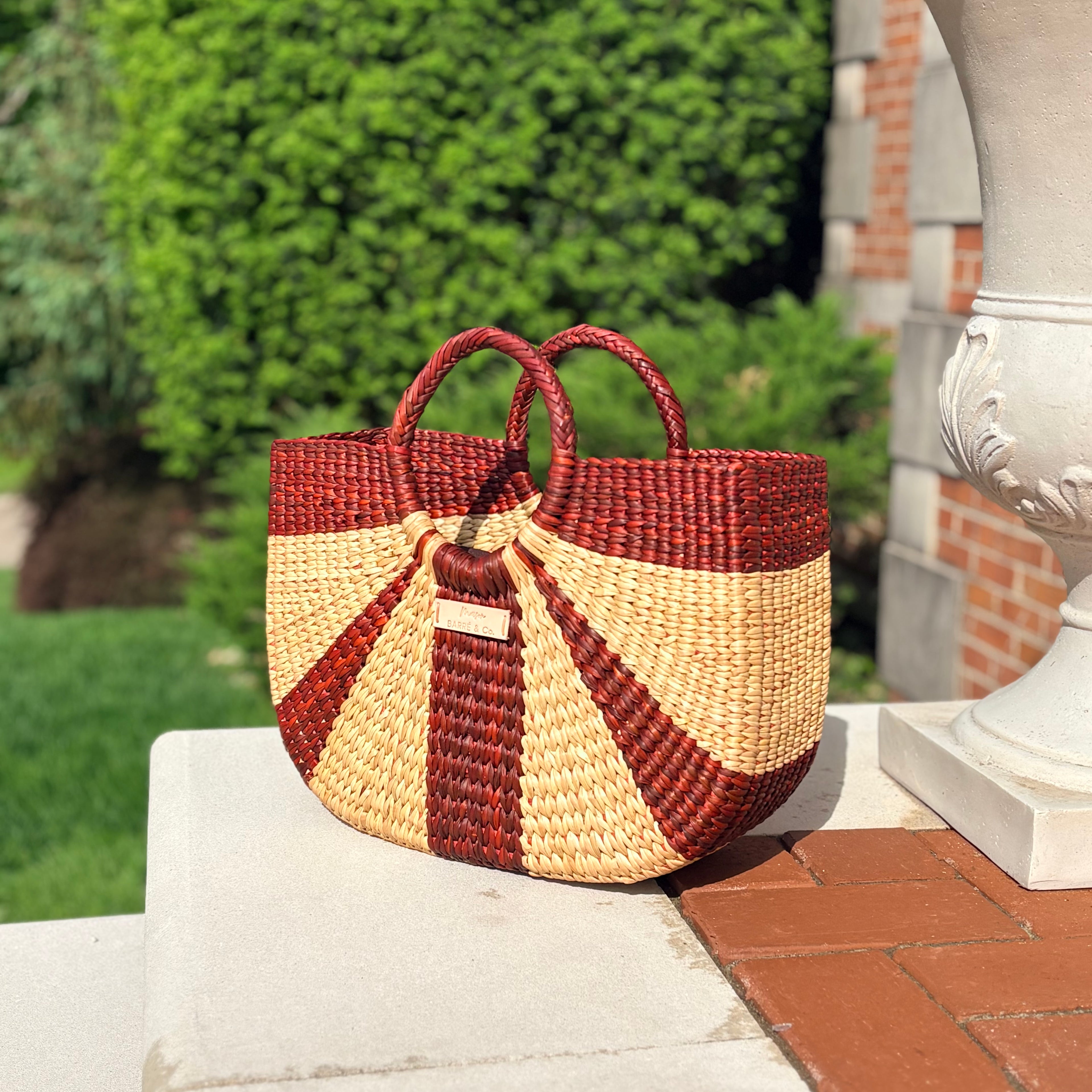 The Cordelia Top Handle Bag - Striped Brown & Natural