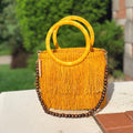 The Aurea Fringe Bucket Handbag - Yellow