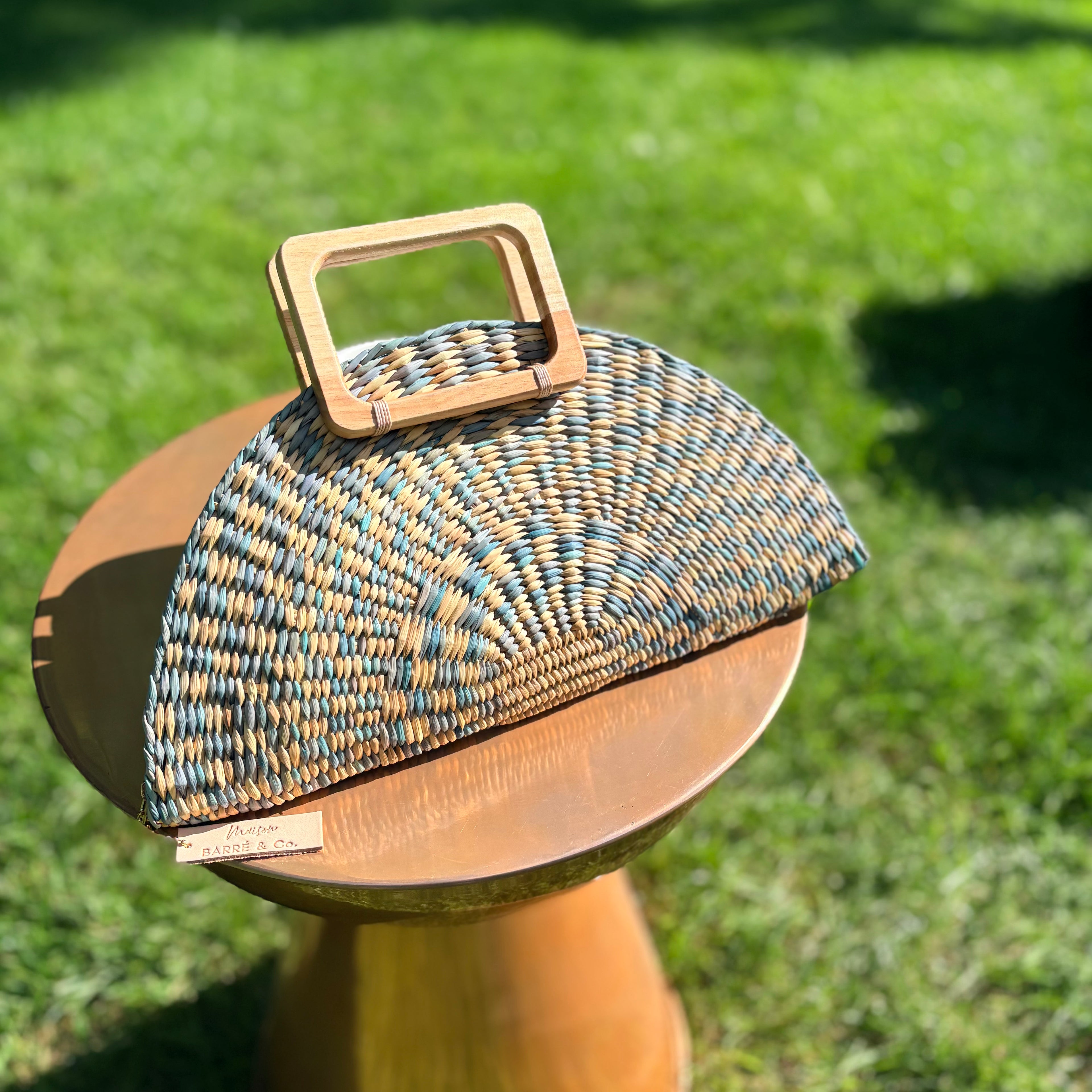 The Half Moon Escapade Clutch with Wooden Handles