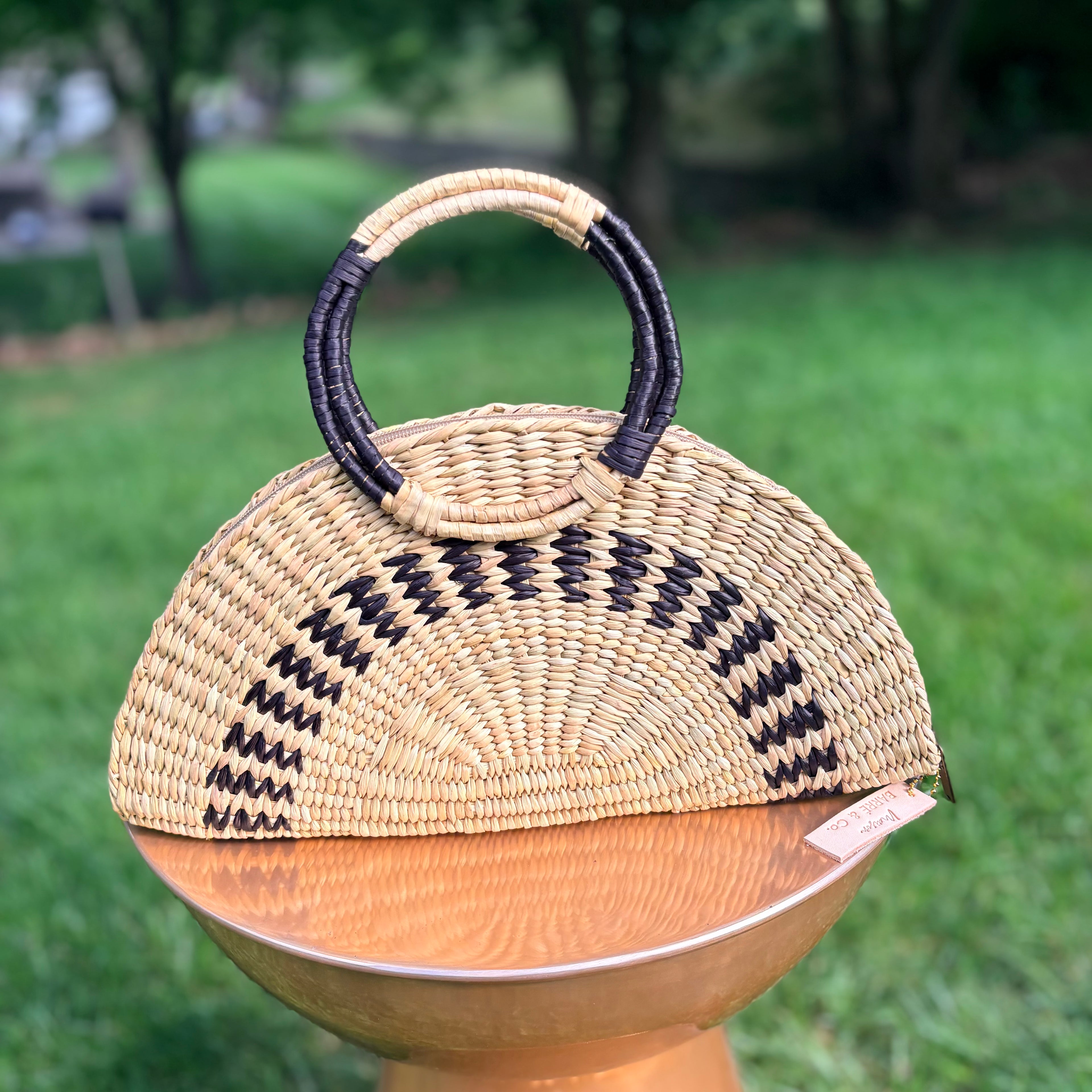 The Half Moon Escapade Clutch with Woven Handles