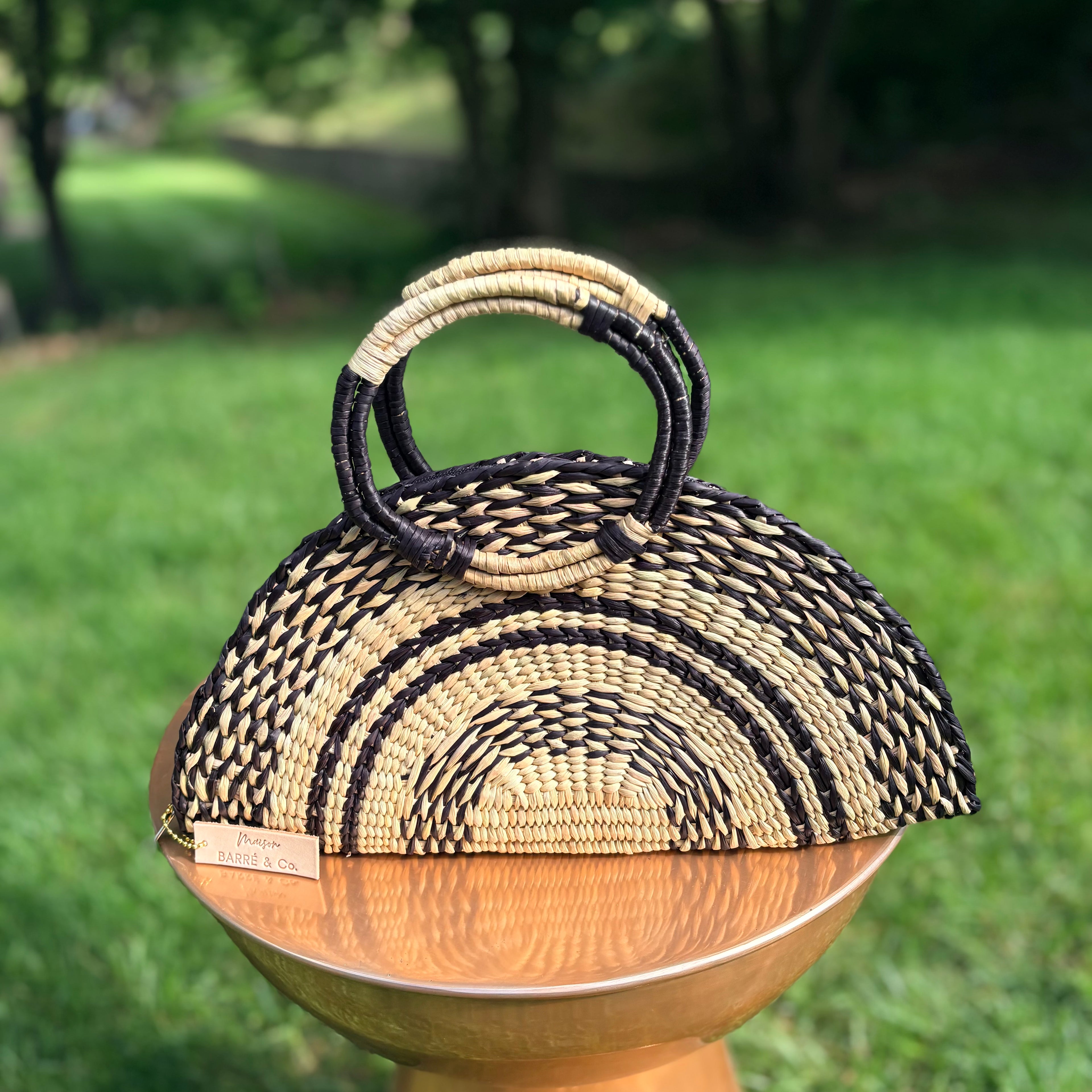 The Half Moon Escapade Clutch with Woven Handles