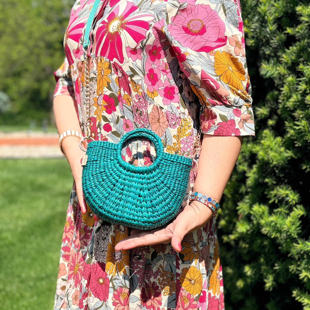 The Riviera Pop Mini Crossbody Handbag - Turquoise