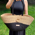 Le Panier Shoulder Tote Bag - Natural and Black