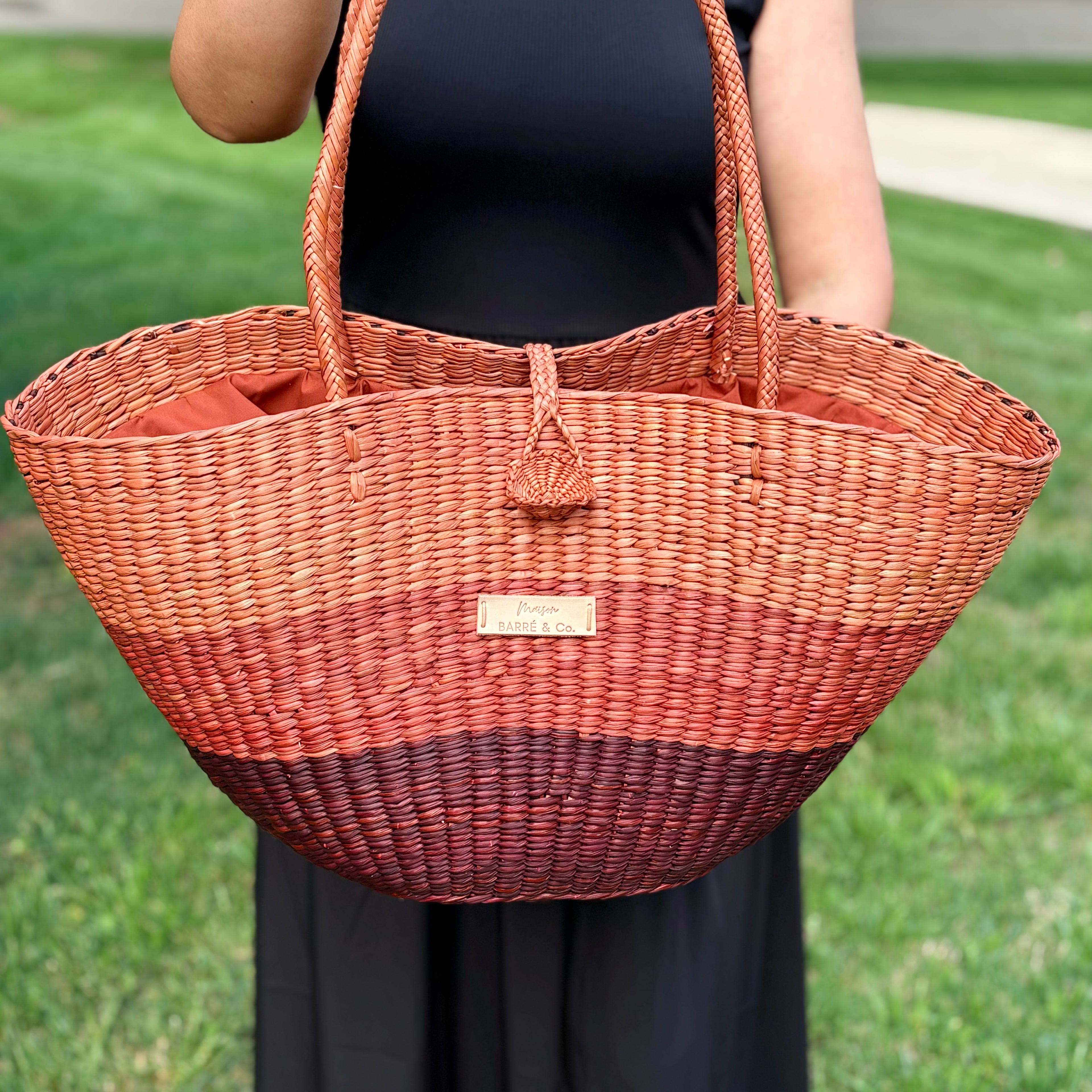 Le Panier Shoulder Tote Bag - Brown Gradient Stripes