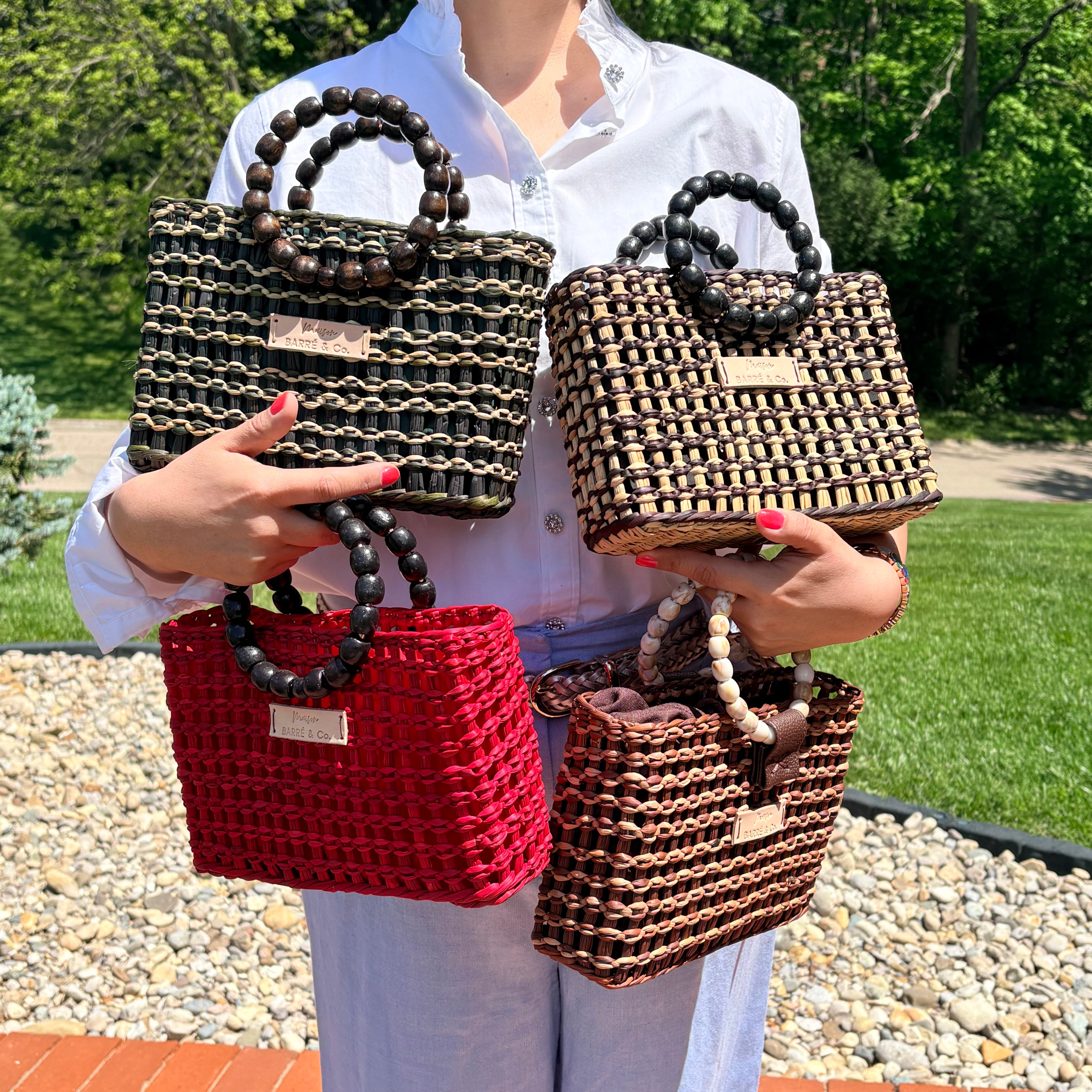 The Petite Alma Mini Bag with Beaded Handles