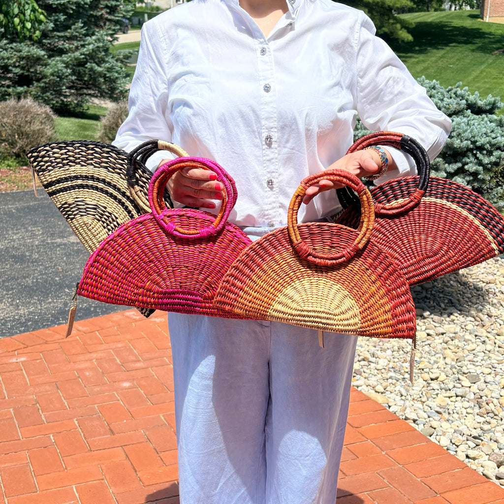 The Half Moon Escapade Clutch with Woven Handles