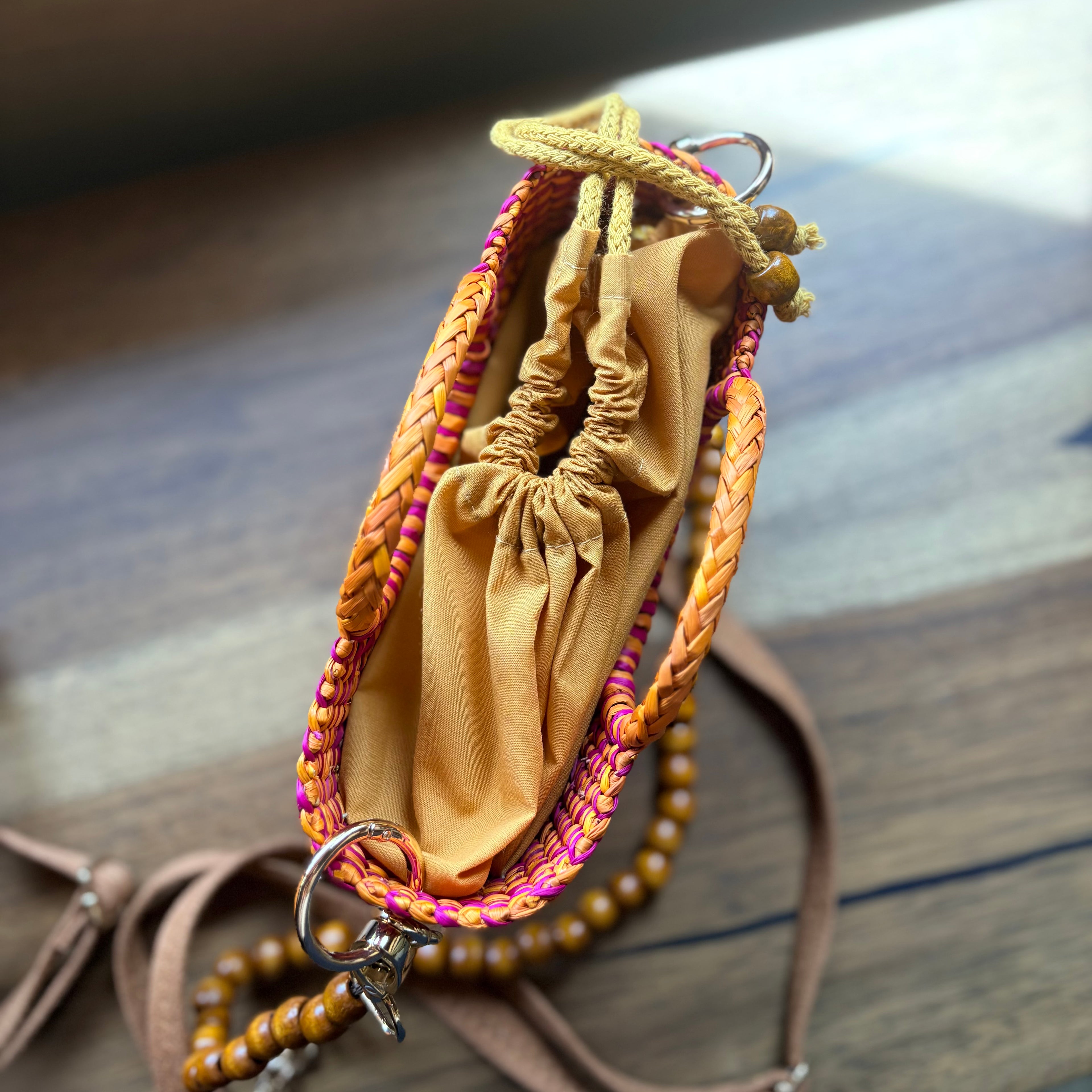 The Riviera Pop Mini Crossbody Handbag - Veined Fuchsia & Orange