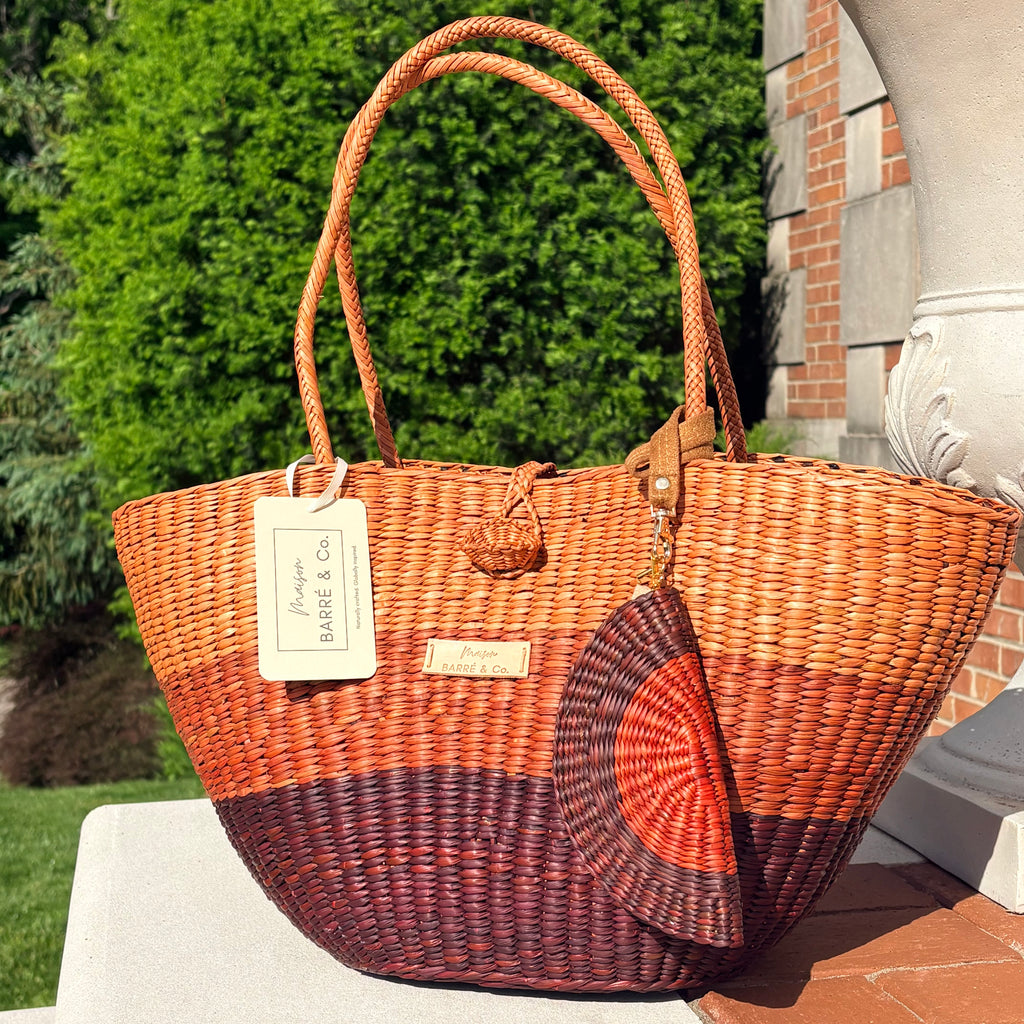 Bundle & Save "Dark Cocoa": Le Panier Brown Gradient Stripes & La Siesta Coin Purse Dark Brown Gradient
