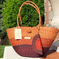 Bundle & Save Dark Cocoa: Le Panier Brown Gradient Stripes & La Siesta Coin Purse Dark Brown Gradient