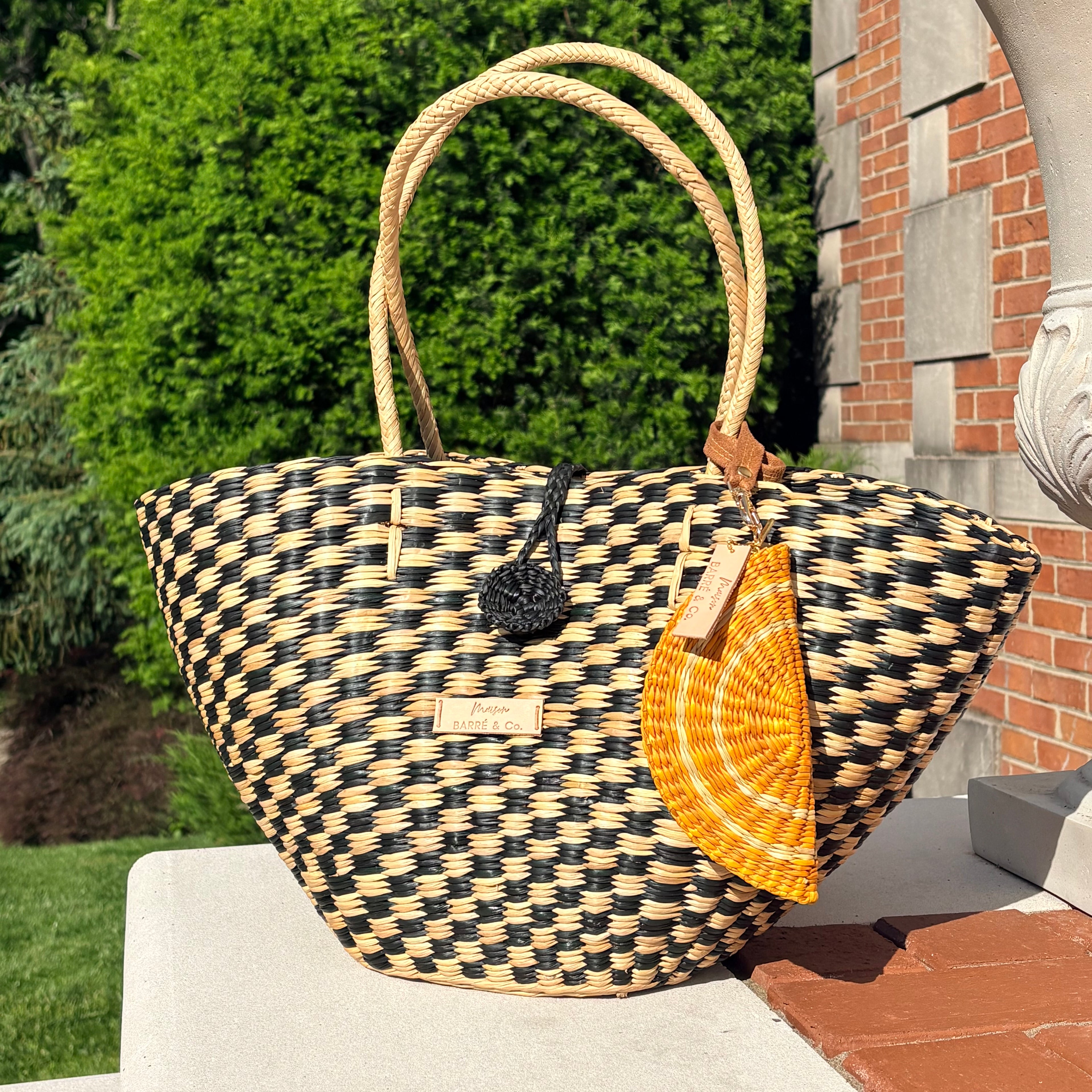 Bundle & Save St Rémy: Le Panier Checkered Olive and Natural & La Siesta Coin Purse Yellow