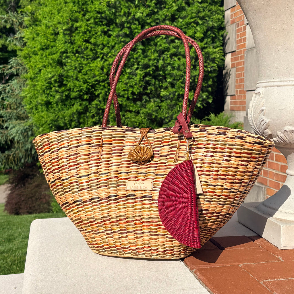 Bundle & Save Avignon: Le Panier Tote Brown Mix & La Siesta Coin Purse Red Bordeaux