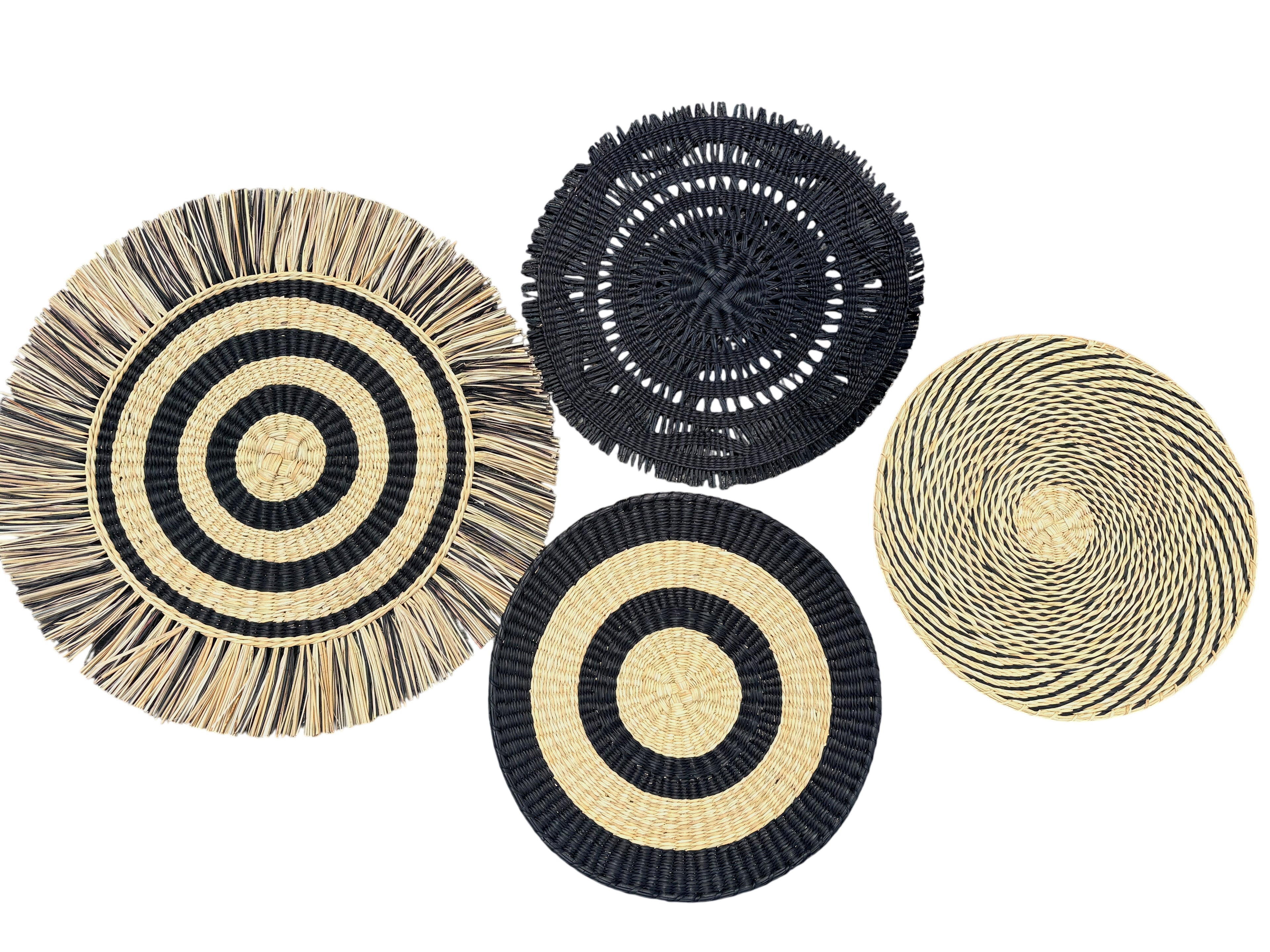 The Solara Wall Art - Set of 4 plates - Natural and Black Mix