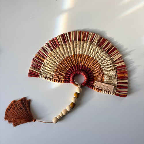 L'Arc Hand Fan with Small Wooden Handle - Light brown gradient