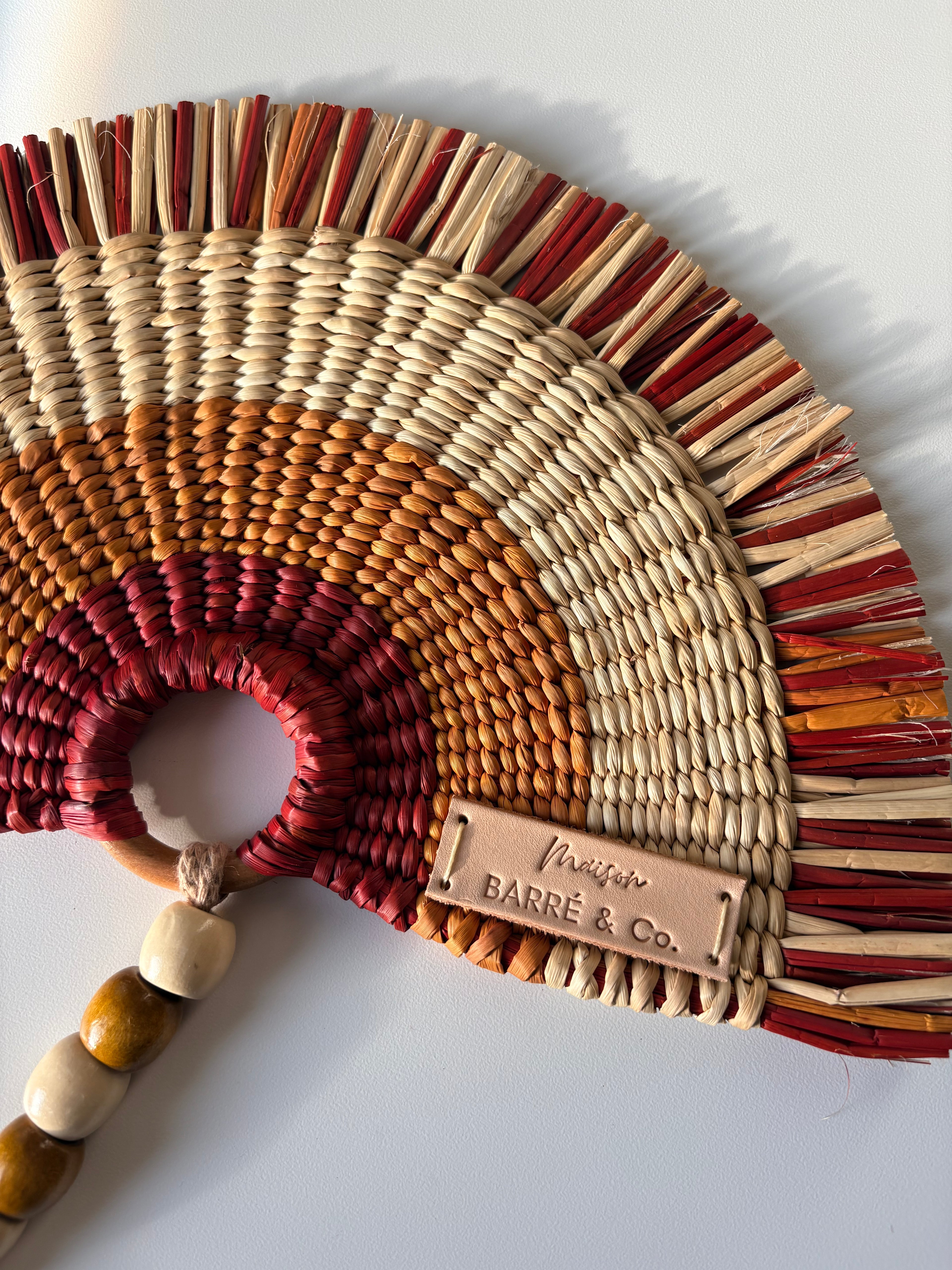L'Arc Hand Fan with Small Wooden Handle - Light brown gradient