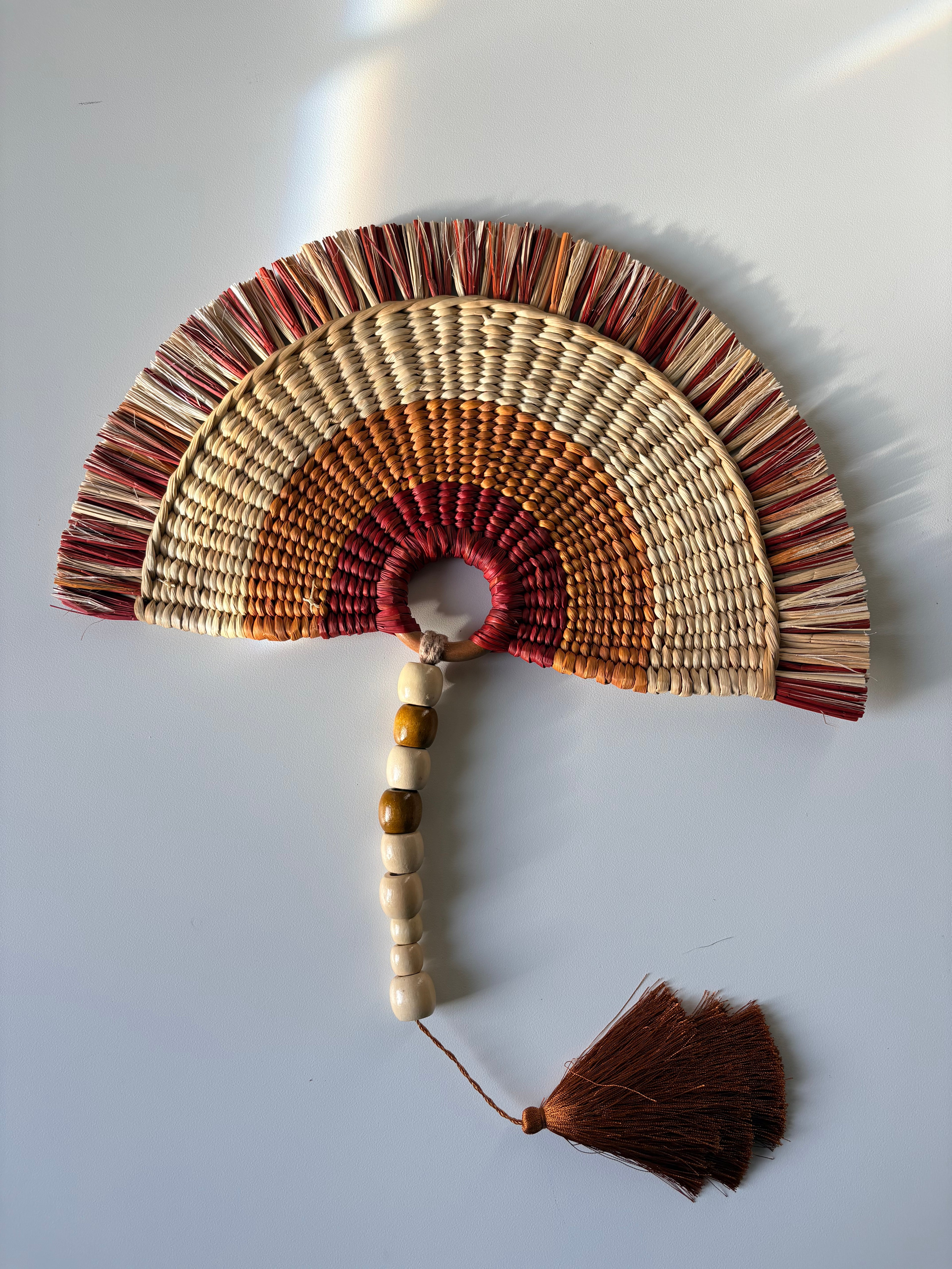L'Arc Hand Fan with Small Wooden Handle - Light brown gradient