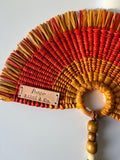 L'Arc Hand Fan with Small Wooden Handle - Orange gradient