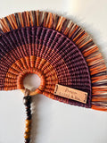 L'Arc Hand Fan with Small Wooden Handle - Dark brown gradient