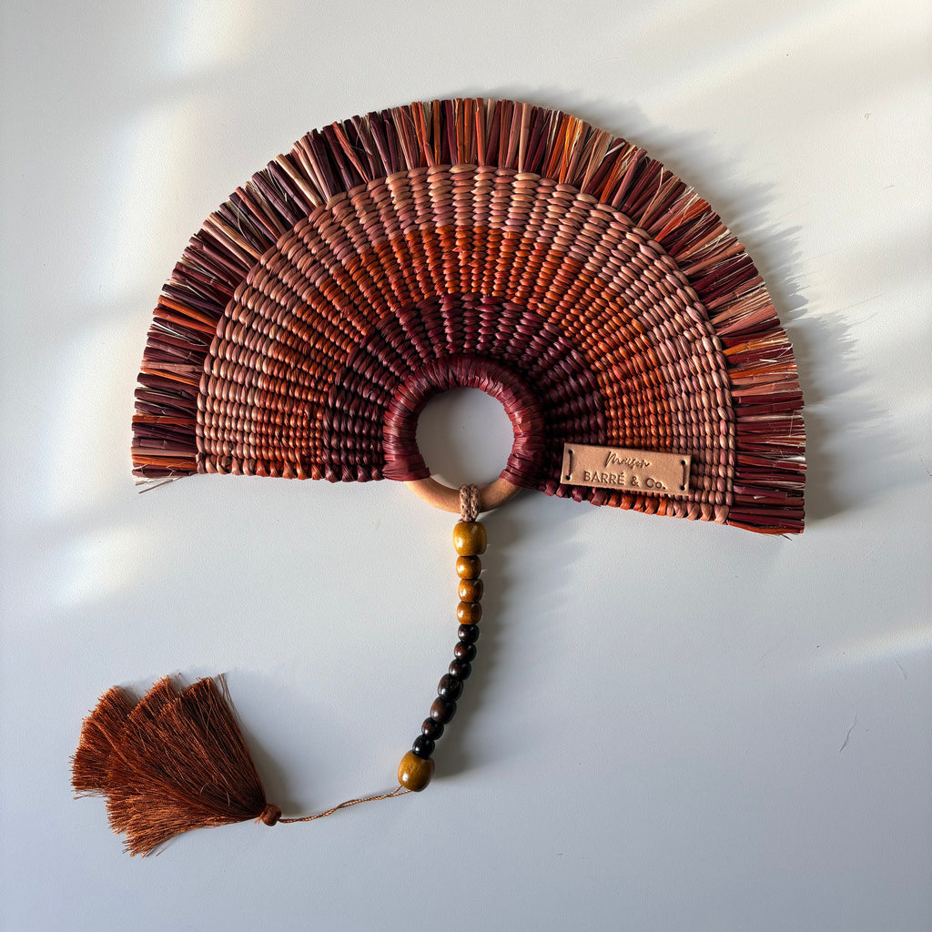 L'Arc Hand Fan with Medium Wooden Handle - Brown gradient