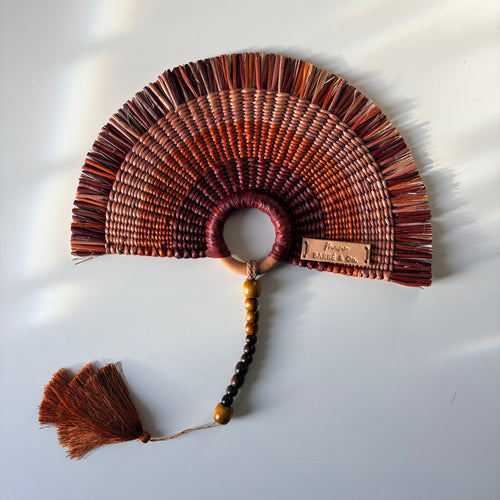 L'Arc Hand Fan with Medium Wooden Handle - Brown gradient