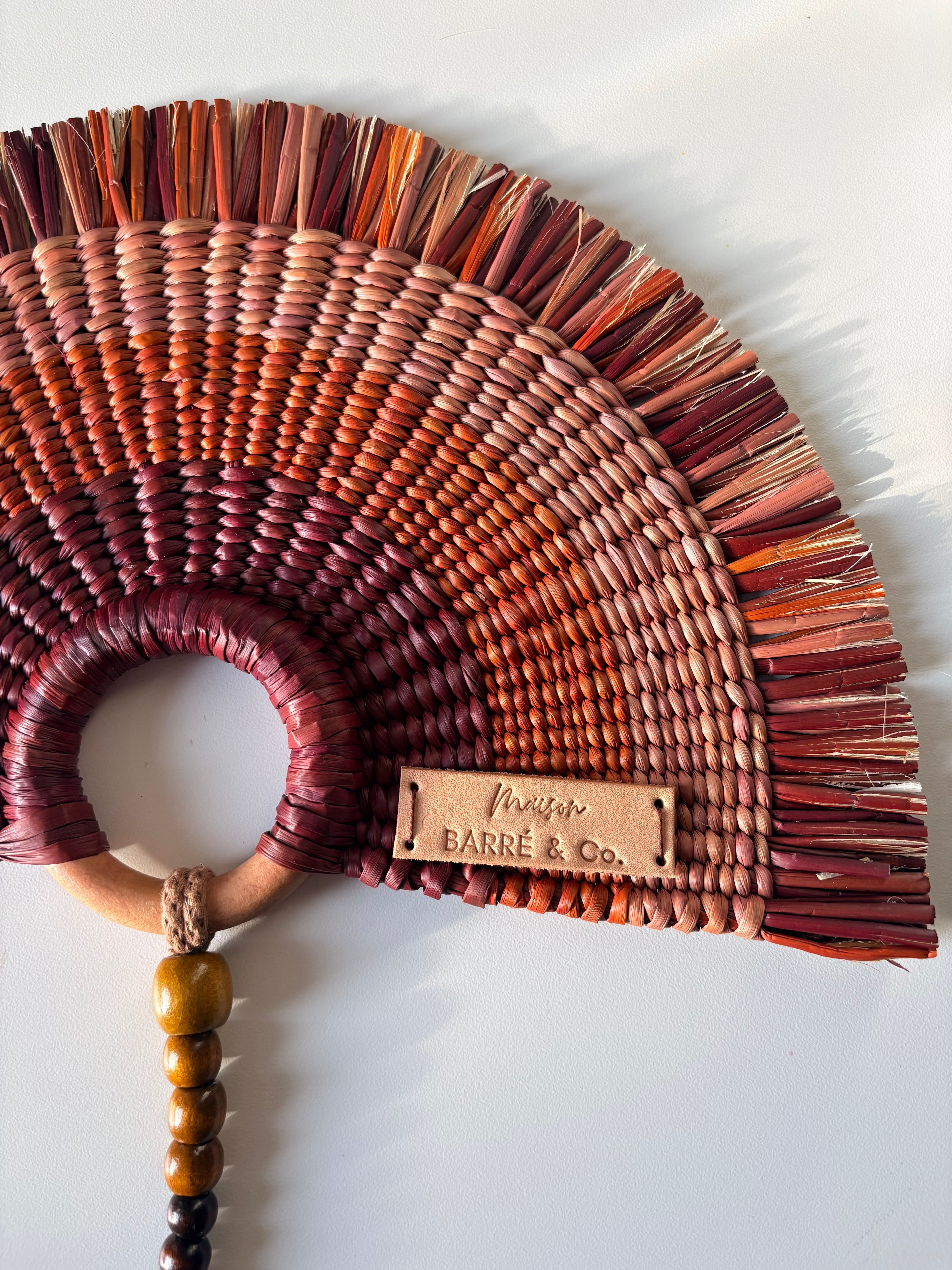 L'Arc Hand Fan with Medium Wooden Handle - Brown gradient