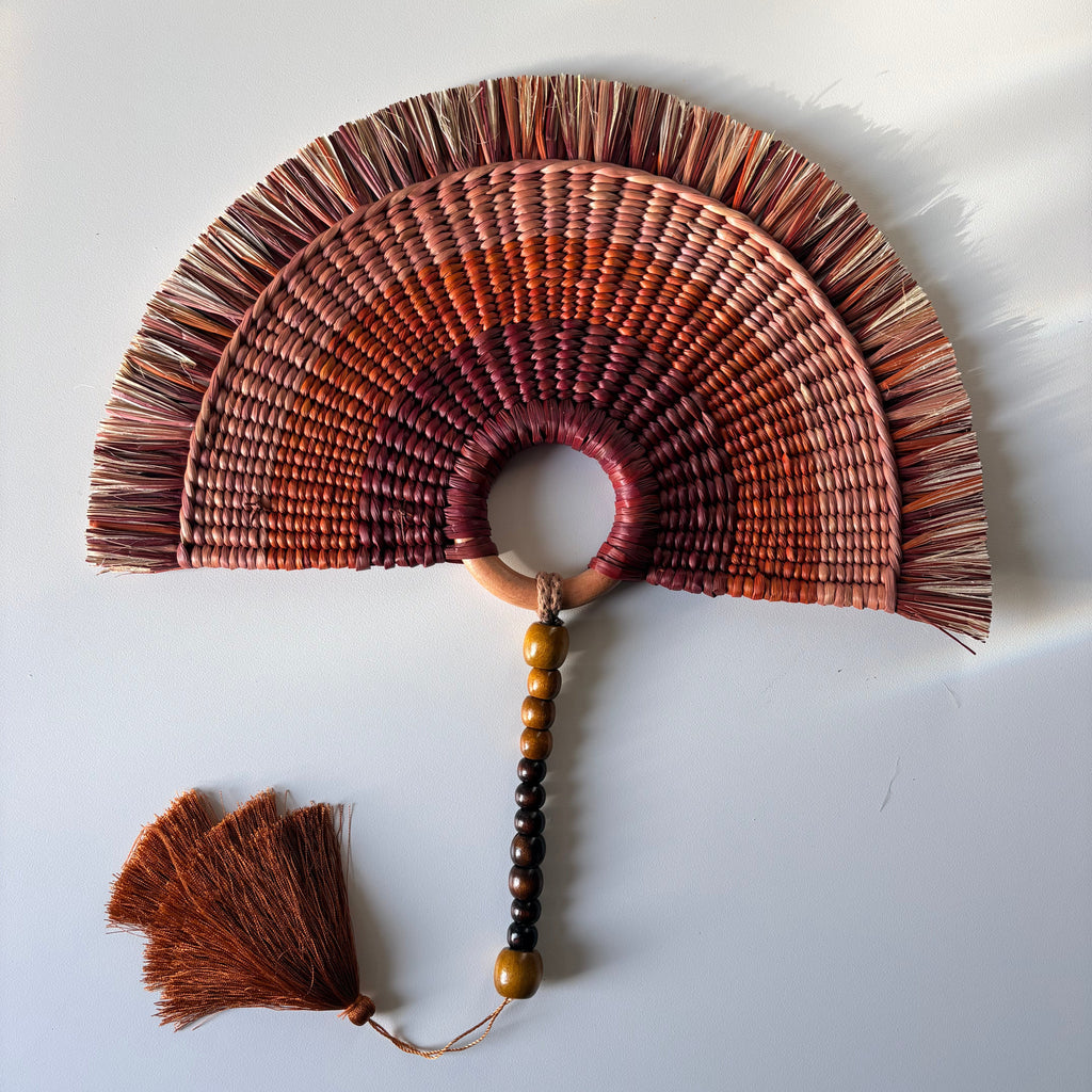 L'Arc Hand Fan with Medium Wooden Handle - Brown gradient