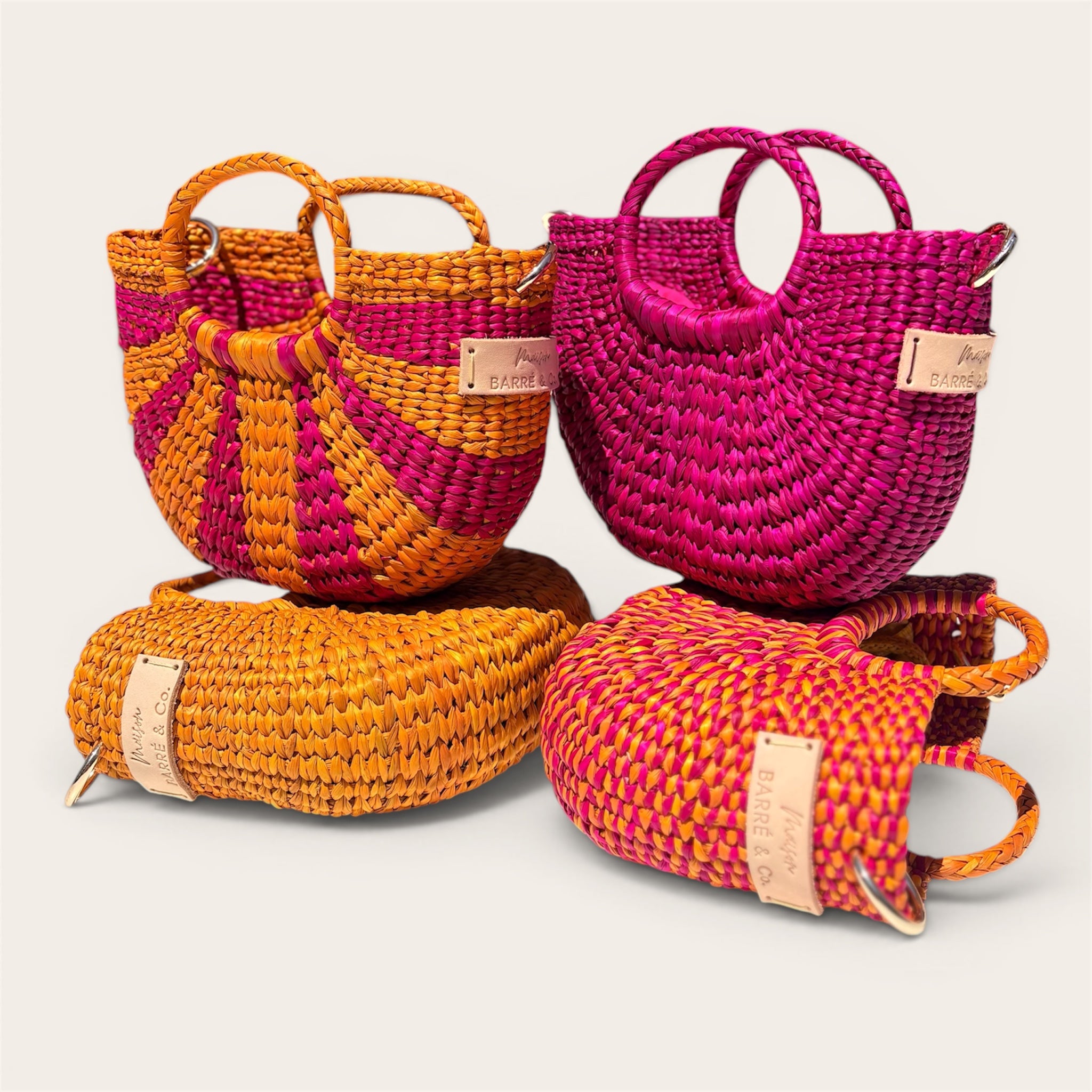 The Riviera Pop Mini Crossbody Handbag - Veined Fuchsia & Orange